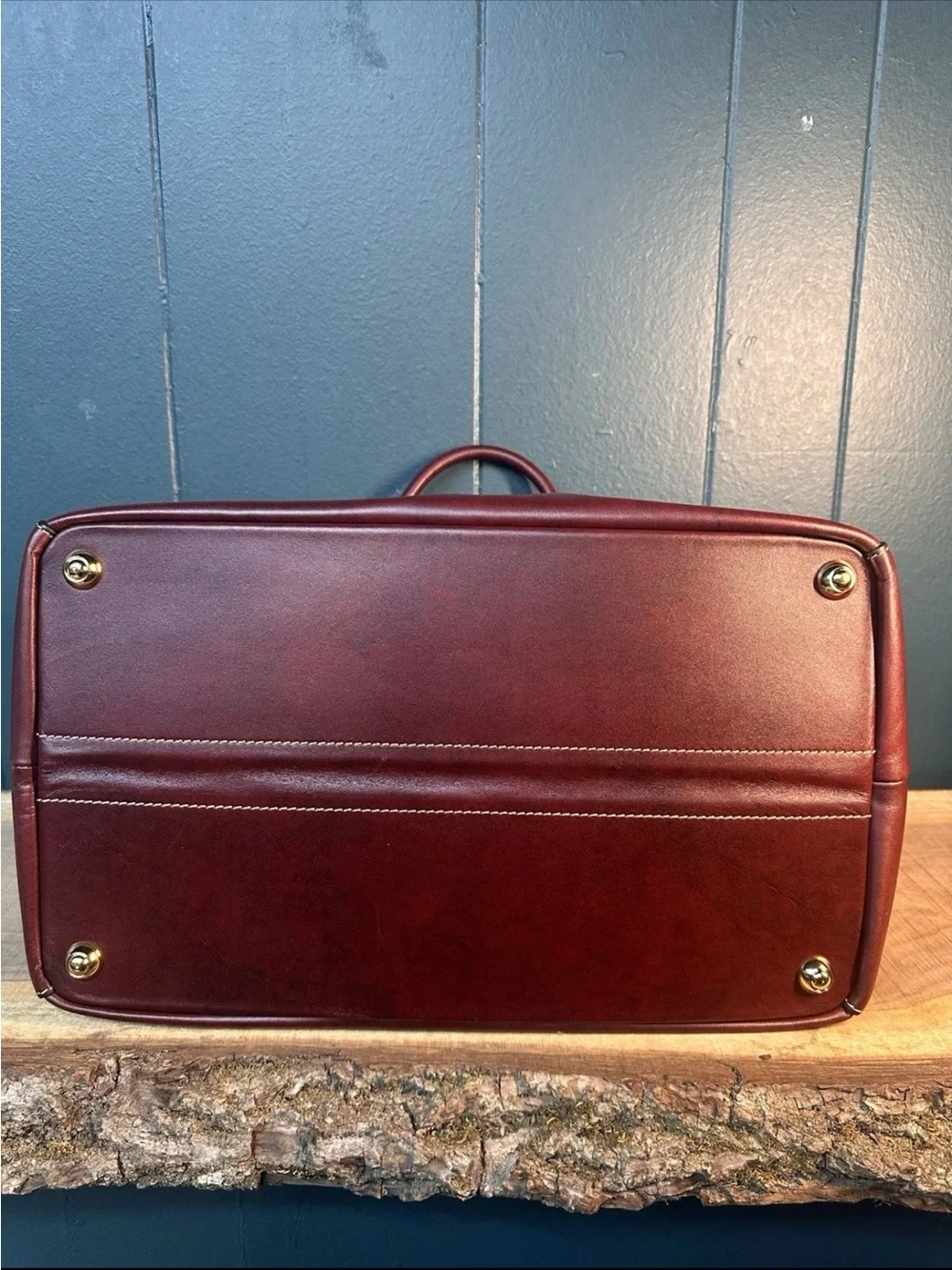 Gold PFEIL Leather Weekender Duffle Bag Oxblood Germany Rare Aniline Calfskin